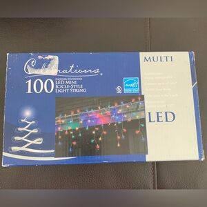 NOS ICICLE STYLE 100 count String Christmas Lights 6ft Celebrations LED Tested